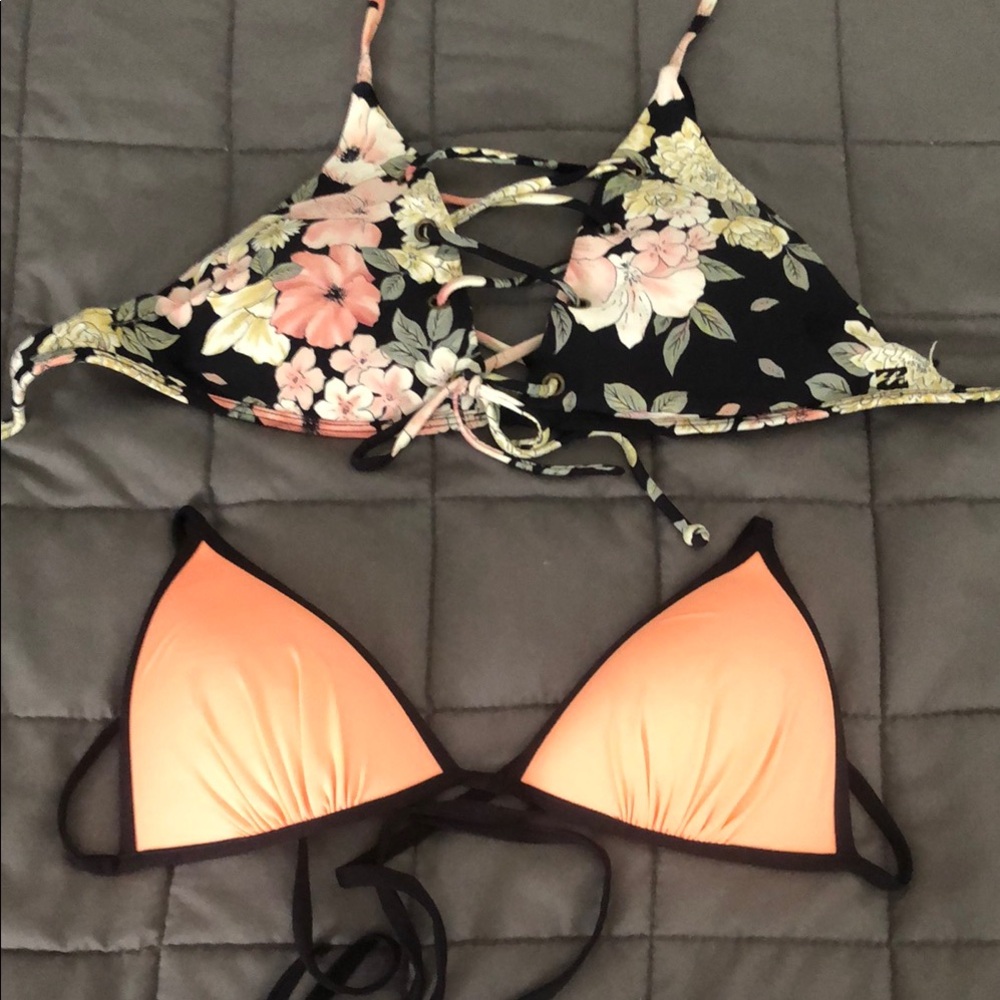 Floral and Orange Bikini Set